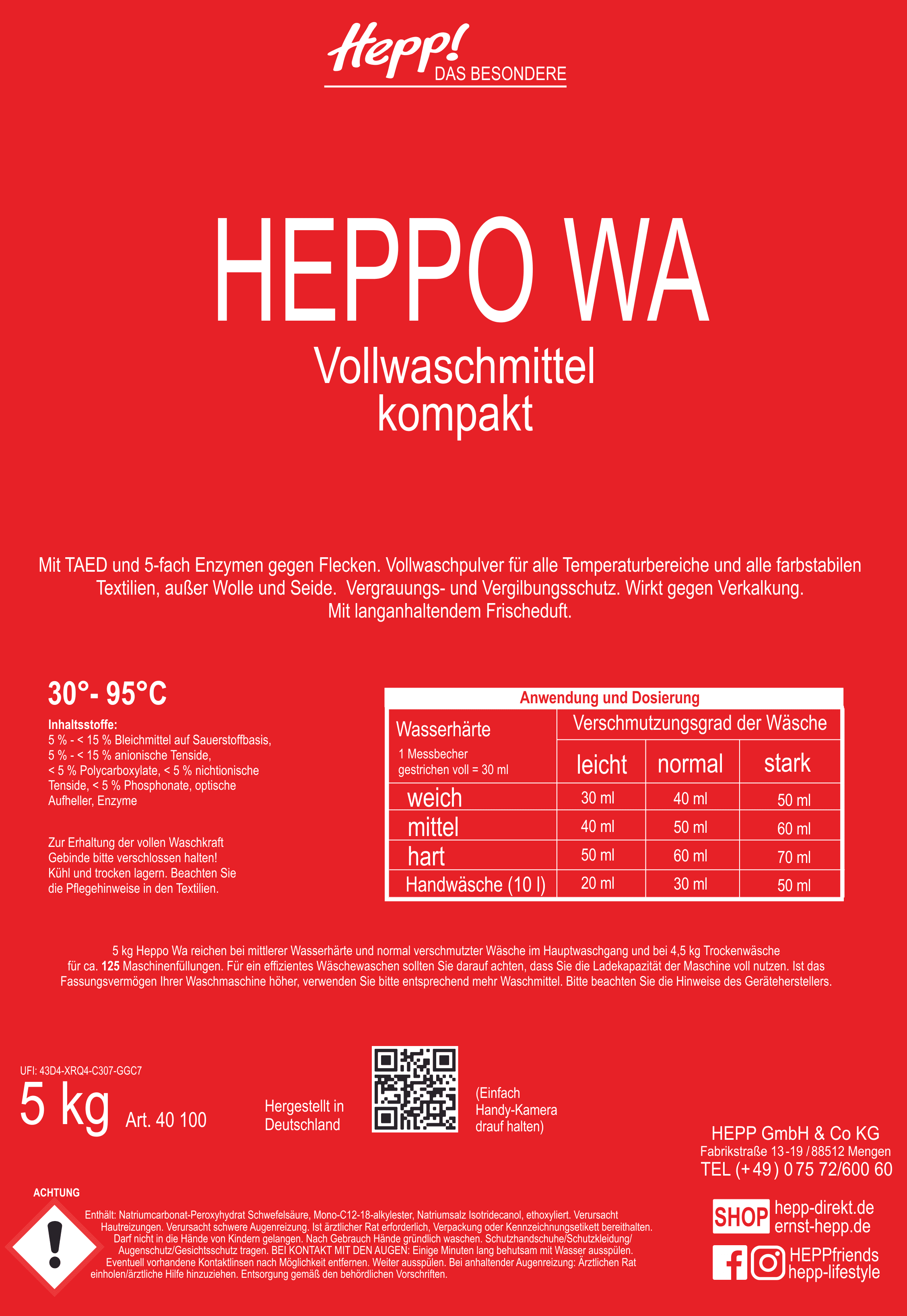 Vollwaschmittel Heppo Spezial KOMPAKT (2x5kg)