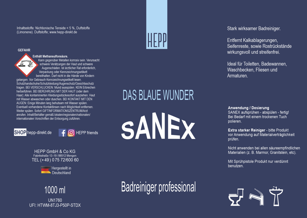 Badreiniger Sanex professional (2x1Liter)