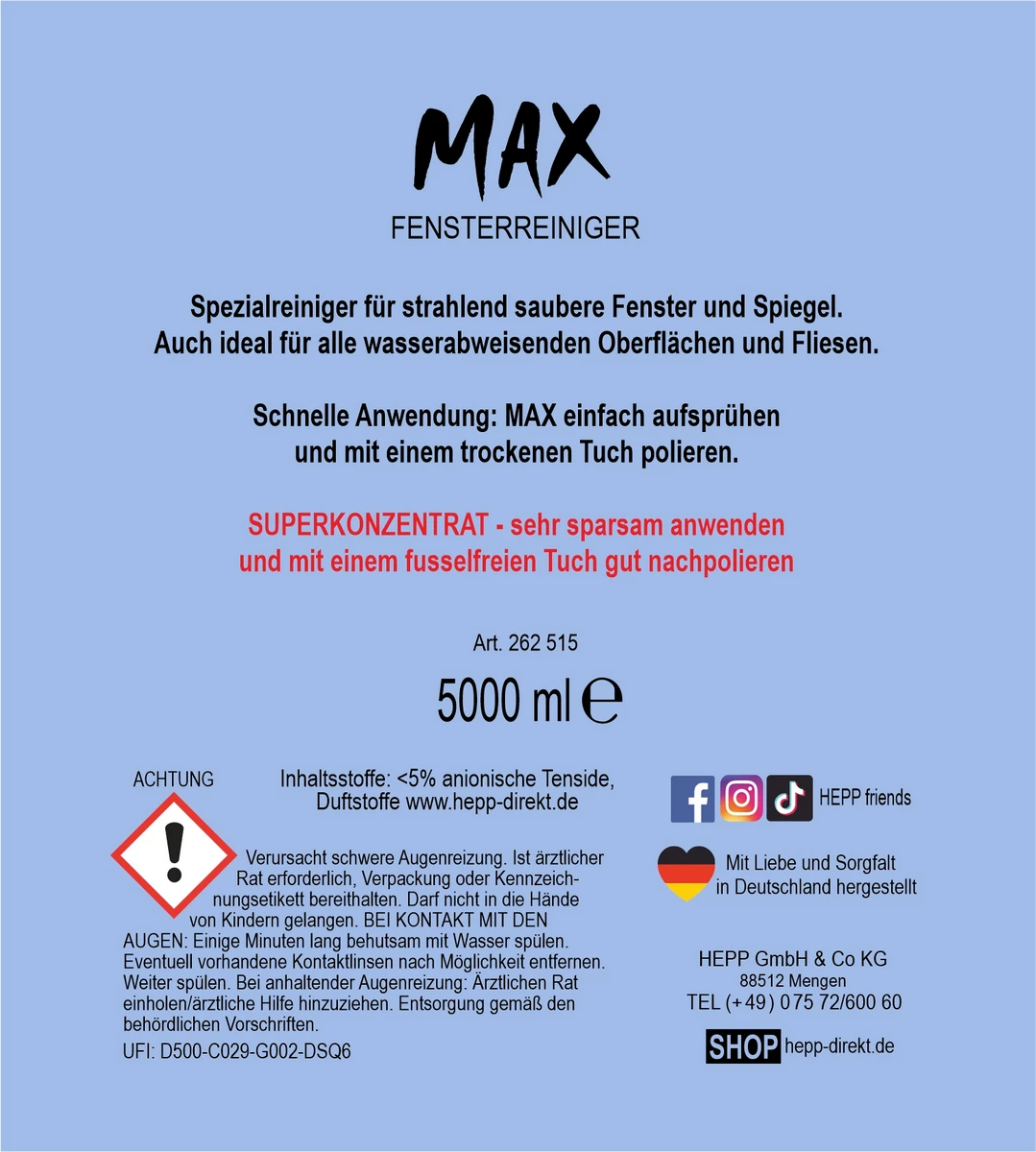 Fensterreiniger Max (5Liter)