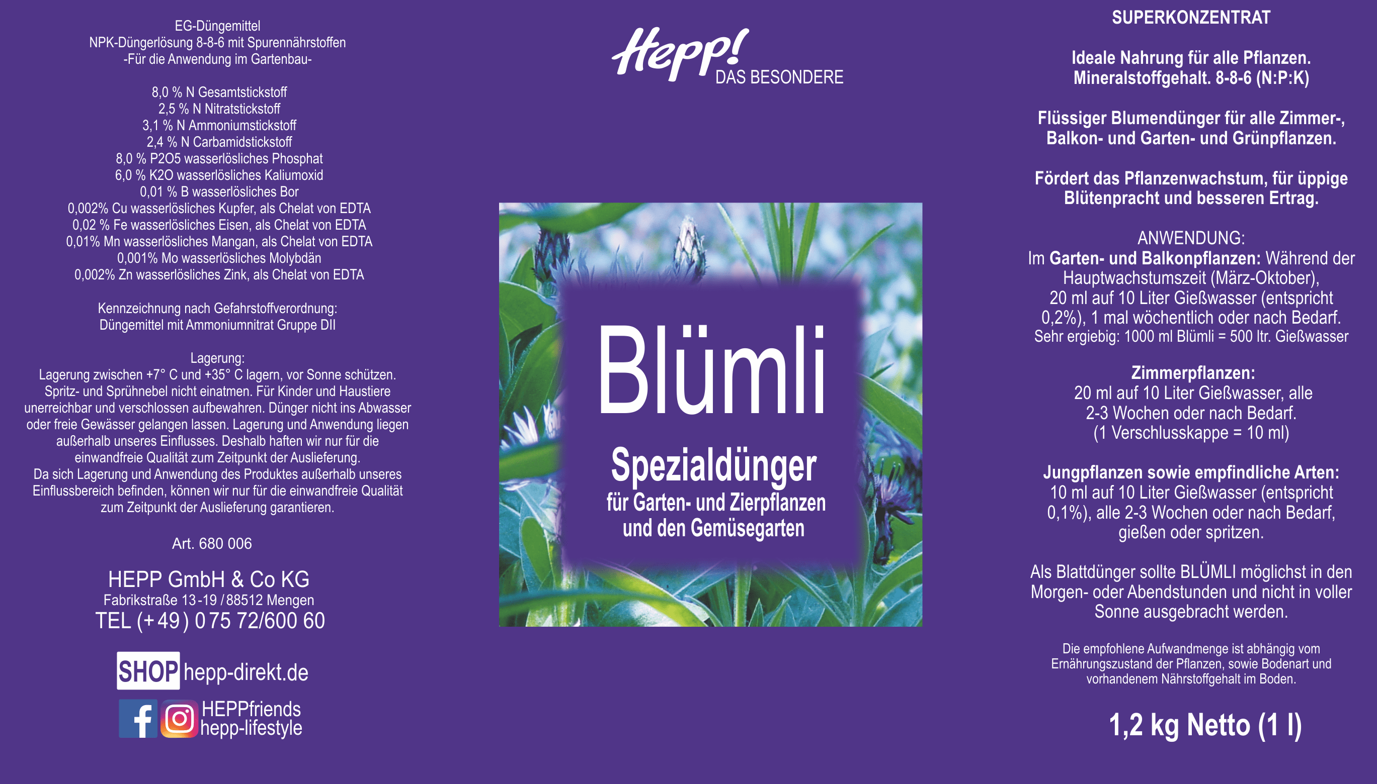 Blumendünger Blümli (2x1Liter)