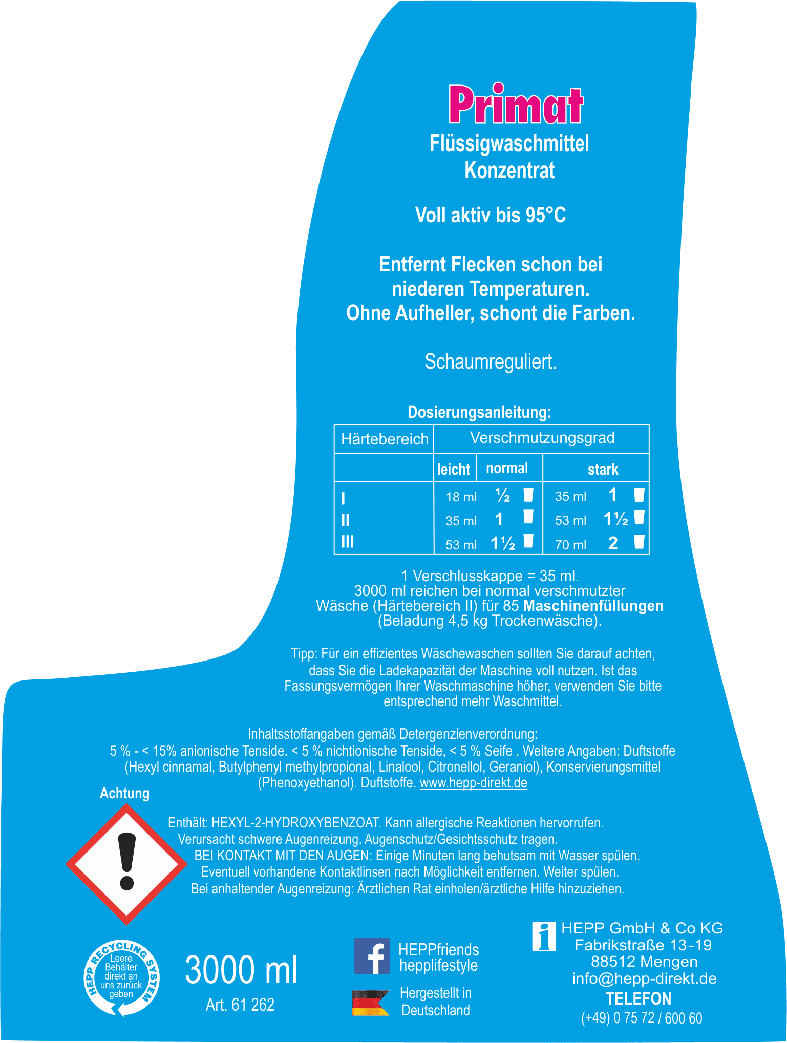Flüssiges Vollwaschmittel Primat (2x3Liter)